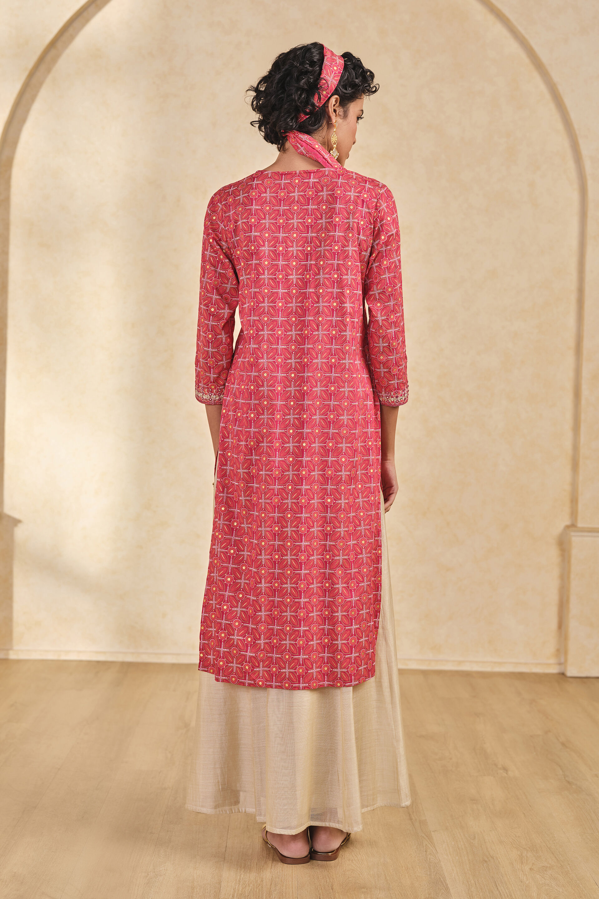 Red Mirror-Work Kurta, Red, image 4